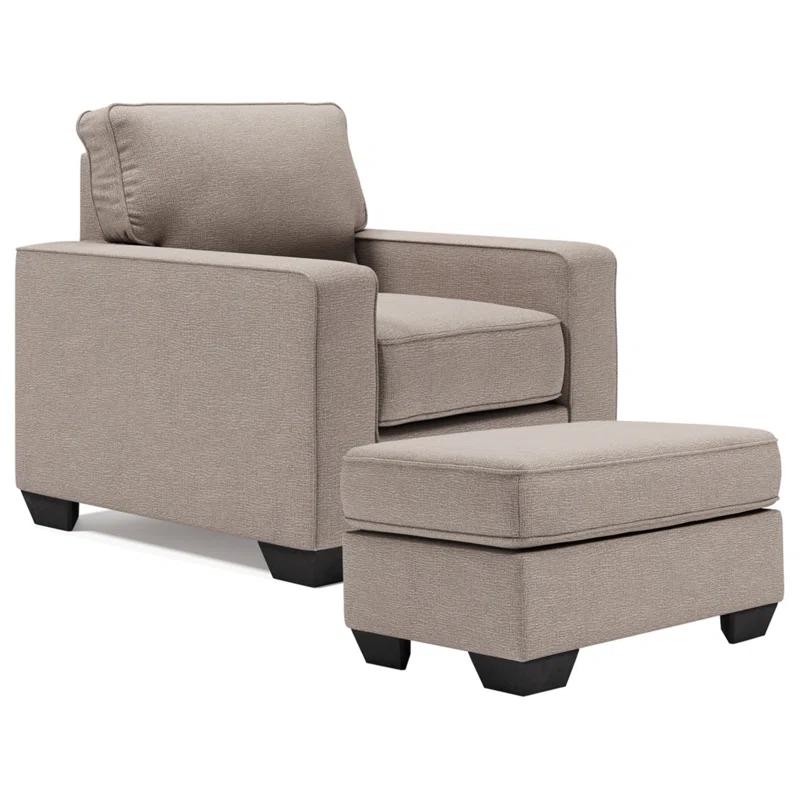 Hokku Designs Greaves Upholstered Armchair with Ottoman