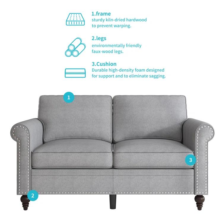 Alcott Hill® Devondrick 3-Piece Sofa Set | 3-Seater Sofa Couch, Loveseat and Single Sofa Chair for Small Spaces | Easy Assembly & Stain Resistant Fabric (Apartment/Dorm Ready)