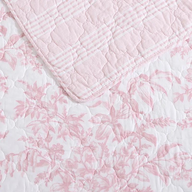 Laura Ashley Bedford Pink Cotton Reversible Quilt Set