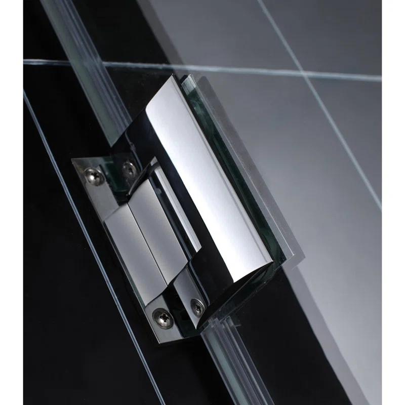 Unidoor Frameless Hinged Shower Door with Glass Shelves