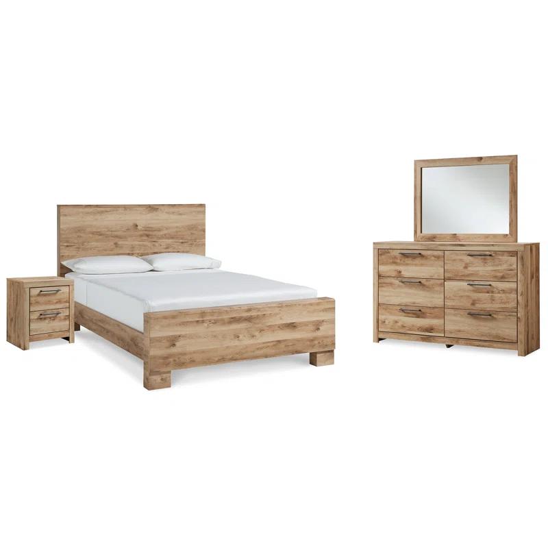 Gracie Oaks Hyanna Queen Panel Bed, Dresser, Mirror, and Nightstand