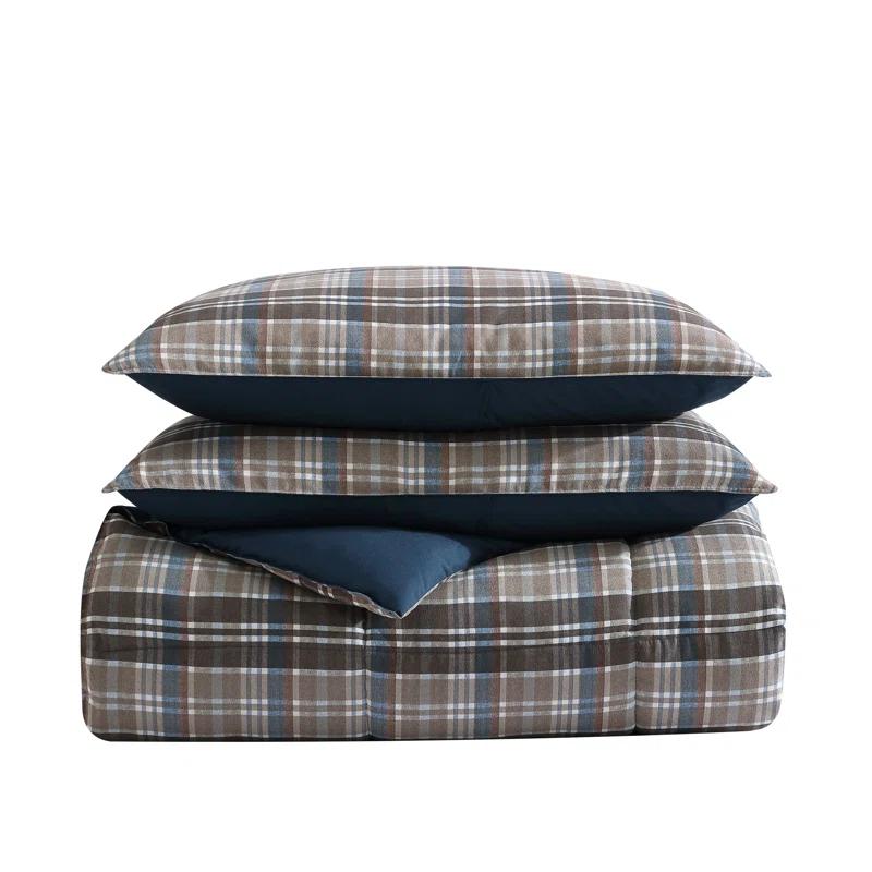 Eddie Bauer Eddie Bauer Rugged Plaid Brown Microsuede Reversible Duvet Cover Set
