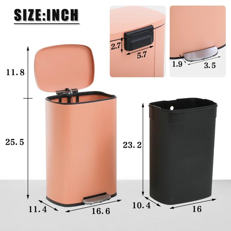 Steel Step On Trash Can - 13 Gallons