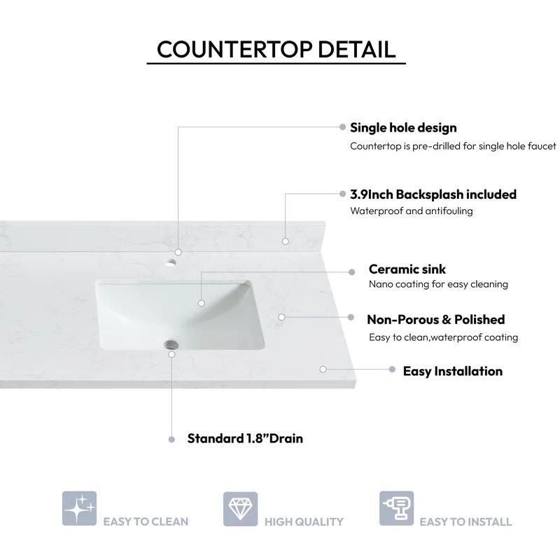 Vinnova Malaga 73'' Stone Double Bathroom Vanity Top with Sink