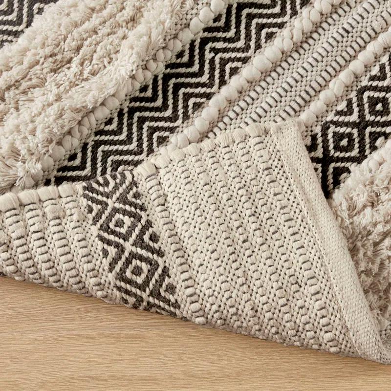 INK+IVY Asher Cotton Blend Bath Rug with Non-Slip Backing