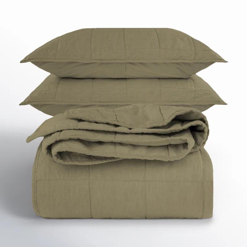 French Linen Box Stitch Quilt & Sham Set