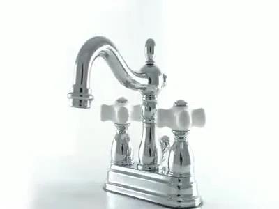 Kingston Brass Heritage Two-Handle 3-Hole Deck Mount 4" Centerset Bathroom Faucet with Plastic Pop-Up