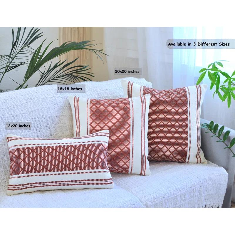 Dakota Fields Dorothene Outdoor Indoor  Pillow Covers Geometric Checkered Pattern, Plaid Woven Cushion Covers Pillow Cases (Set of 2)