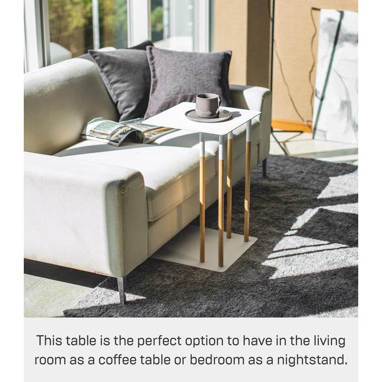 Plain Yamazaki Home Steel + Wood Sofa C Table End Table Coffee Tray, Bedside Or Living Room