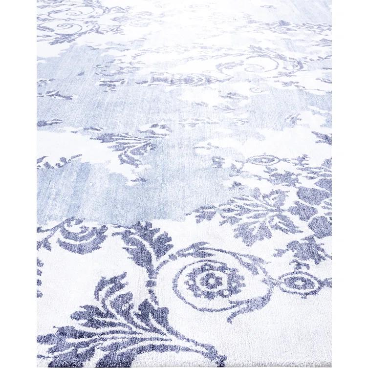 Solo Rugs One-of-a-Kind Rectangle 9'3" X 12'4" New Age Silk Area Rug Blue