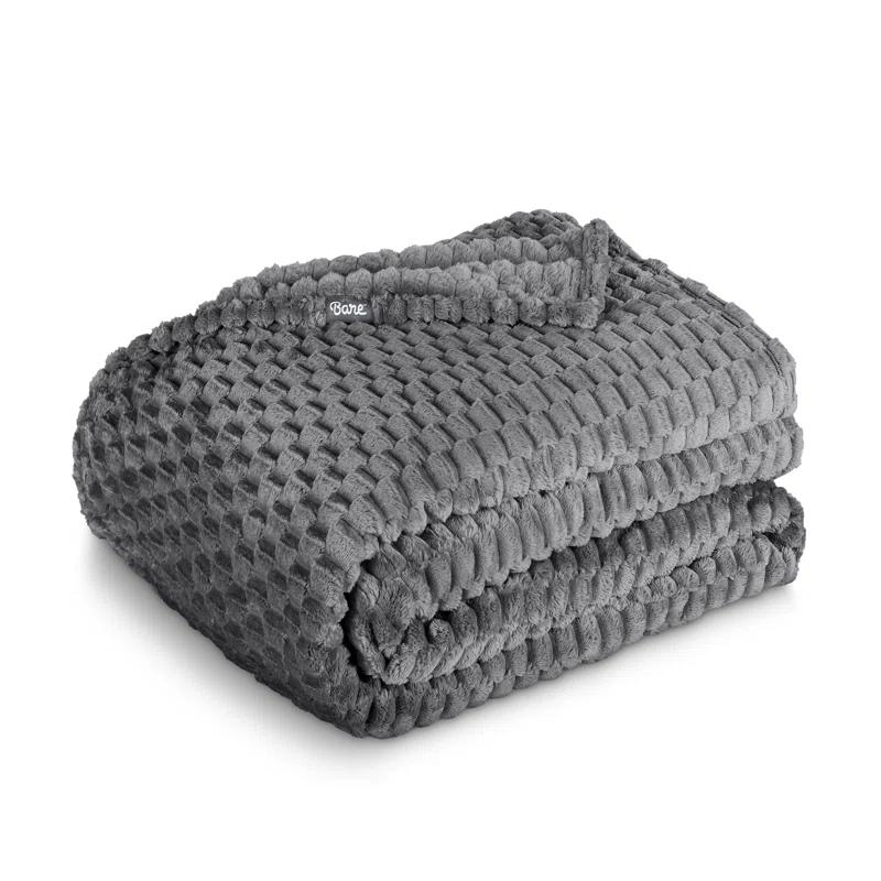 Bare Home Plush Textured Microplush Fleece Blanket | Wayfair