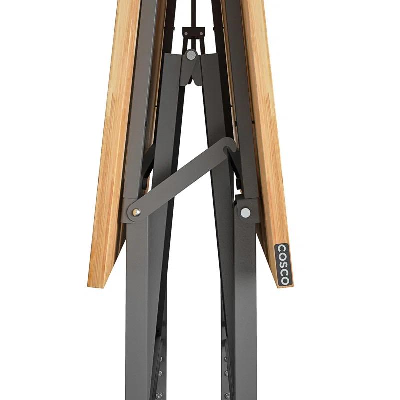 COSCO SmartFold Butcher Block Portable Workbench / Folding Utility Table (Gray Steel Frame)