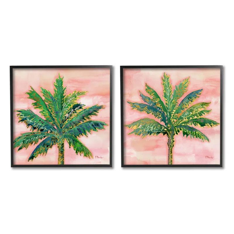 Stupell Industries " Tropical Palm Trees Glam Detail " by Paul Brent 2 - Pieces