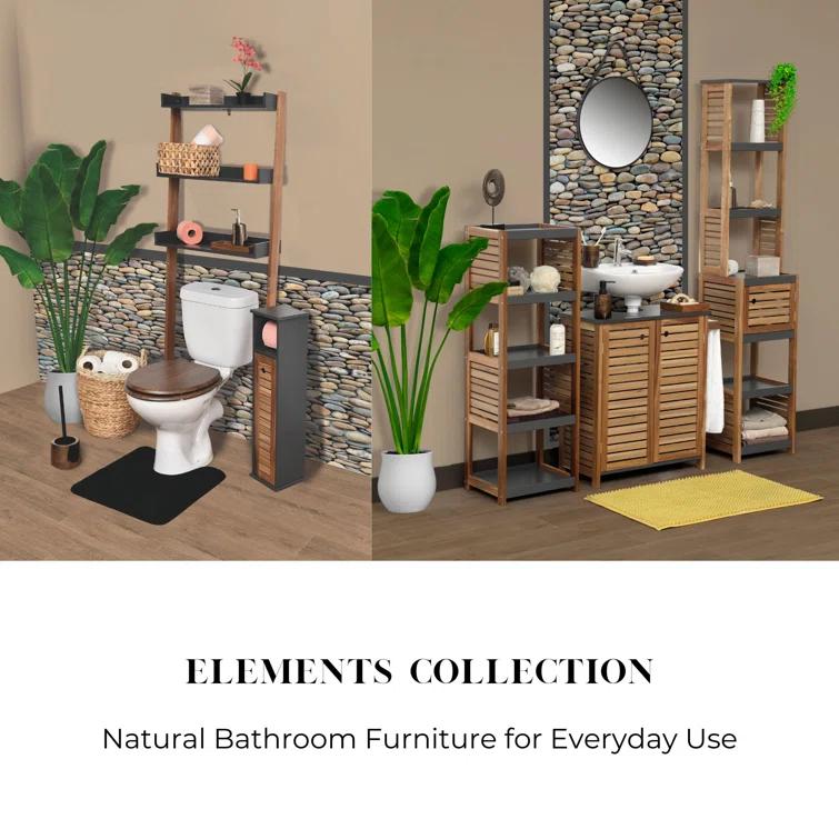 Evideco Compact Toilet Paper Storage Cabinet with Dispenser, Holds Up to 6 Rolls, Brown and Gray - Elements Collection 9912671