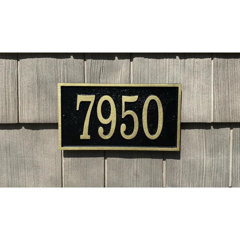 Black and Silver Metal Rectangle House Numbers Plaque