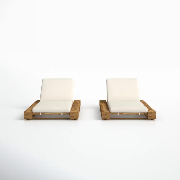 Donnie 39'' Outdoor Acacia Chaise Lounge (Set of 2)