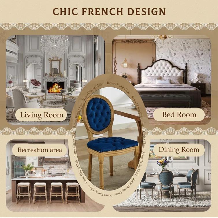 One Allium Way® French Style Vintage Solid Wood Upholstered Dining Chair (Set of 4)