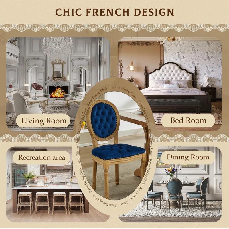 One Allium Way® French Style Vintage Solid Wood Upholstered Dining Chair (Set of 4)