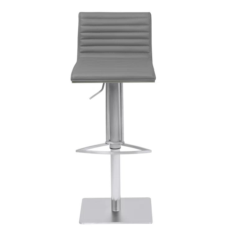 George Oliver Framlingham Cafa Adjustable Swivel Walnut Wood and Stainless Steel Metal Bar Stool