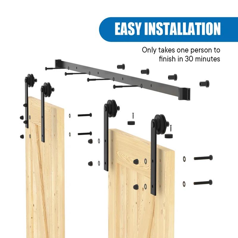 Lazio Steel Double Door Barn Door Hardware Kit