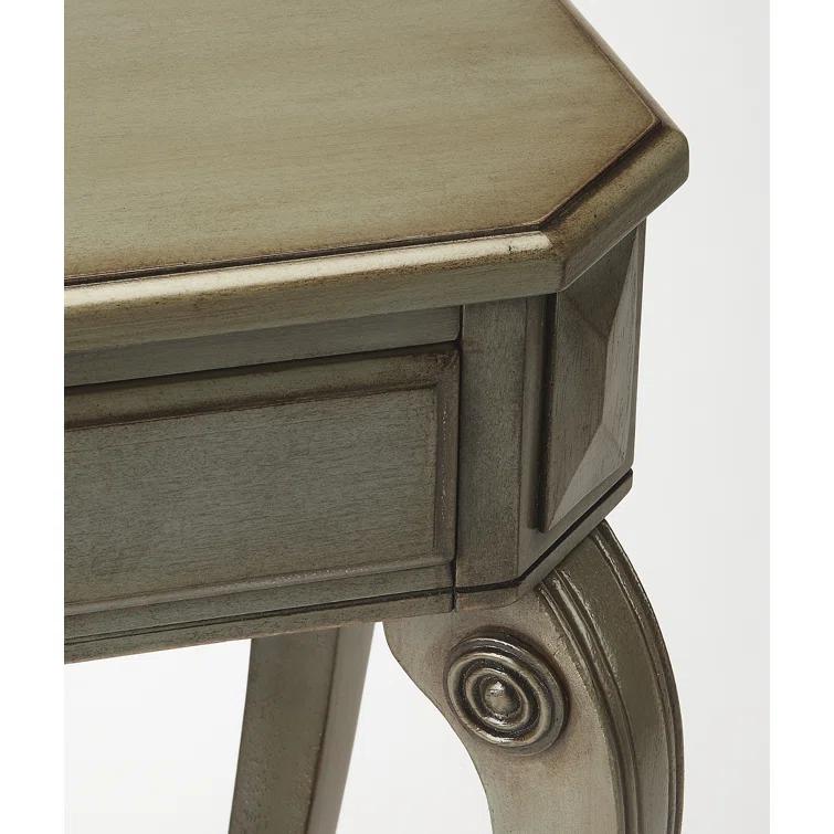 Silver Satin Wood and Metal Console Table with Storage