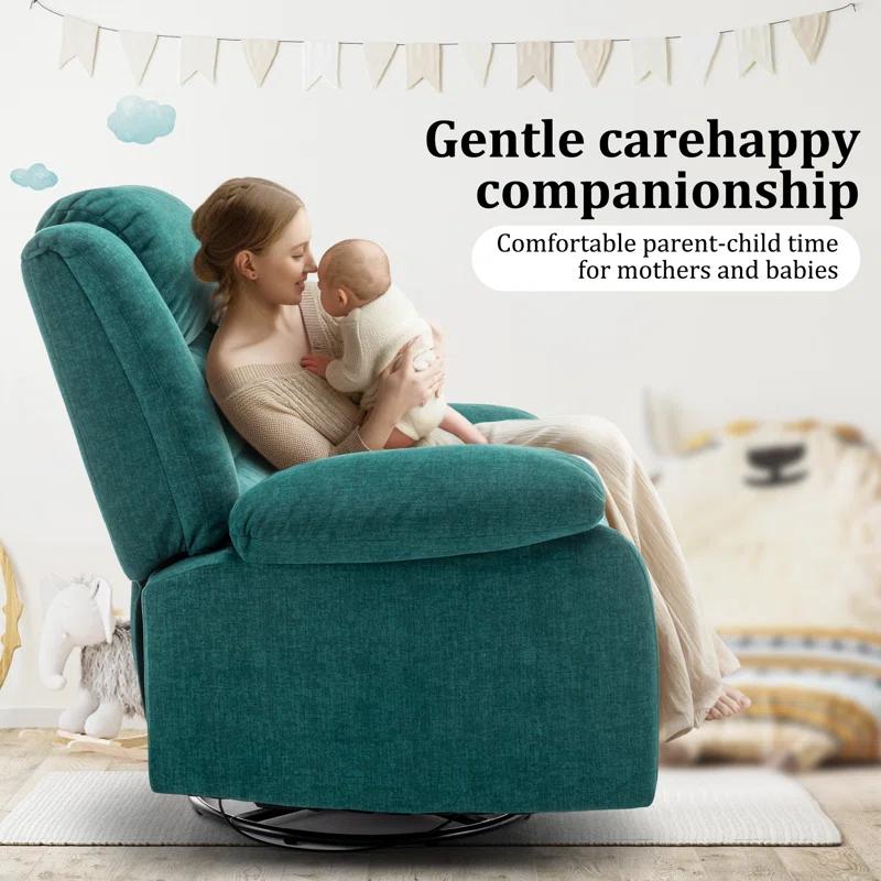 Ebern Designs Ellisse Recliner Chair, Wide Rocker Chair, Rocking Chair with Massage and Heat, 360°Swivel Rocking Chairs, Oversized Recliner for Adult