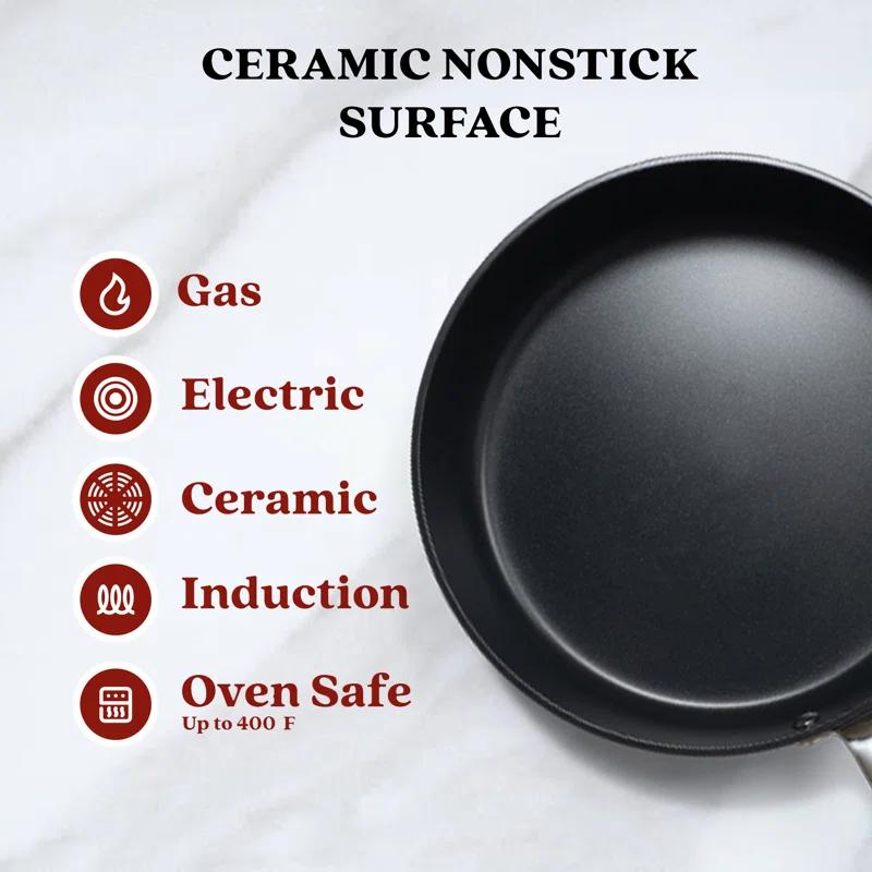 Alva Alva Maestro Nonstick Ceramic Frying Pan Skillet, Non-Toxic PFAS PFOA & PTFE Free, Healthy Cooking Pan, Compatible with all Stovetops & Induction Safe, Oven Safe & Stay-Cool Handle