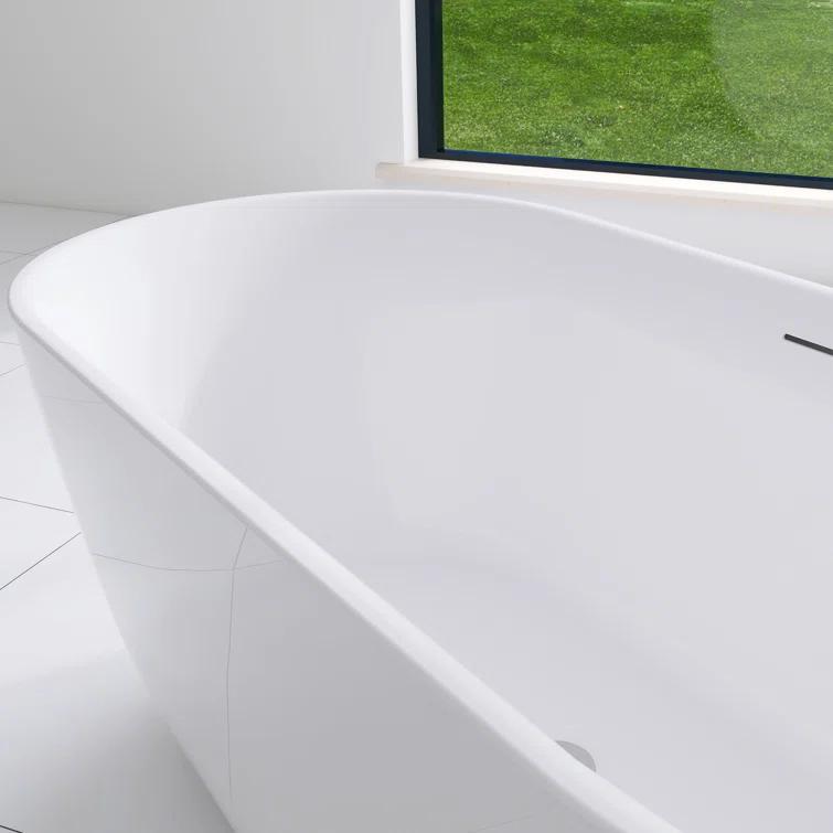 Staykiwi 67'' x 29'' Freestanding Soaking Plastic / Acrylic Bathtub JJCS04BT-67
