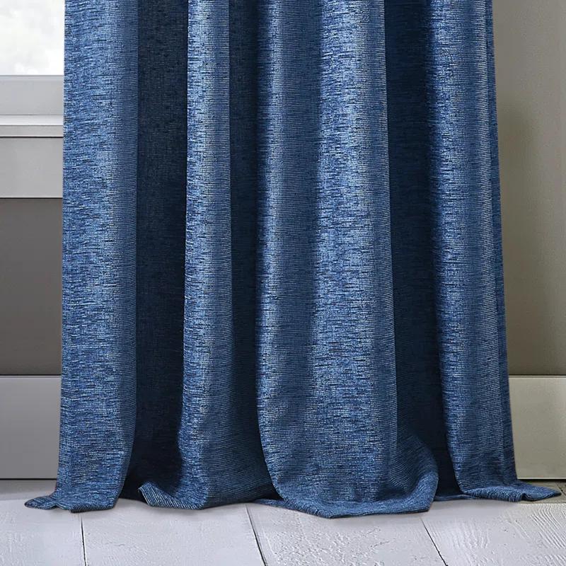 DKNY DKNY Boucle Chenille Room Darkening Curtain Panel Pair Indigo (Set of 2) (Set of 2)