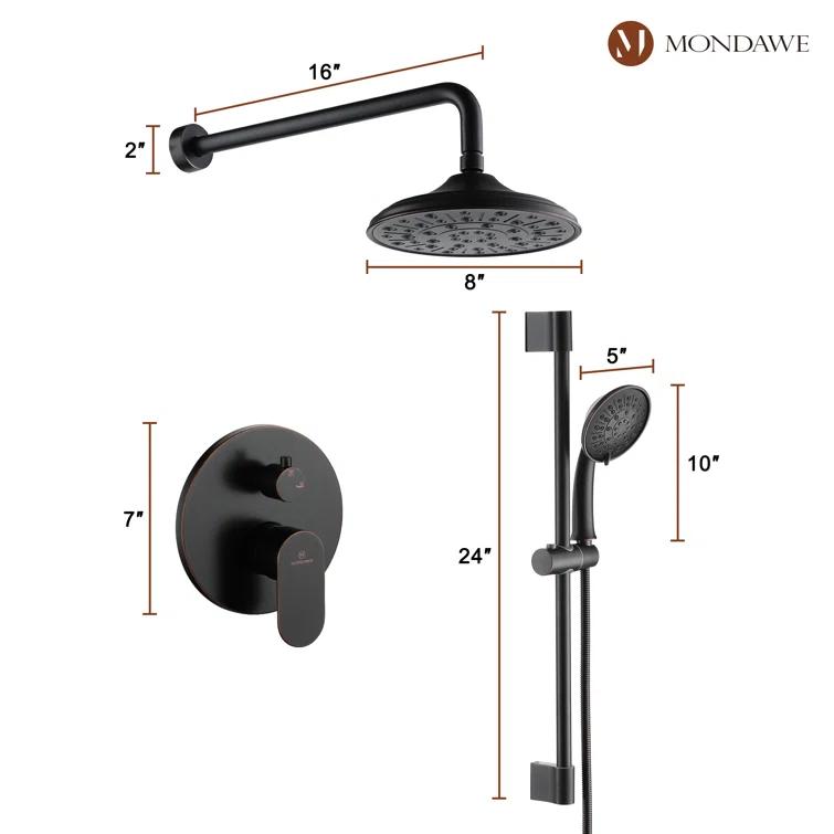 mondawe Calliope Wall Mounted 2-Function Retro Pressure-Balanced Shower System with 3 Setting Handheld MD-A3815-ORB