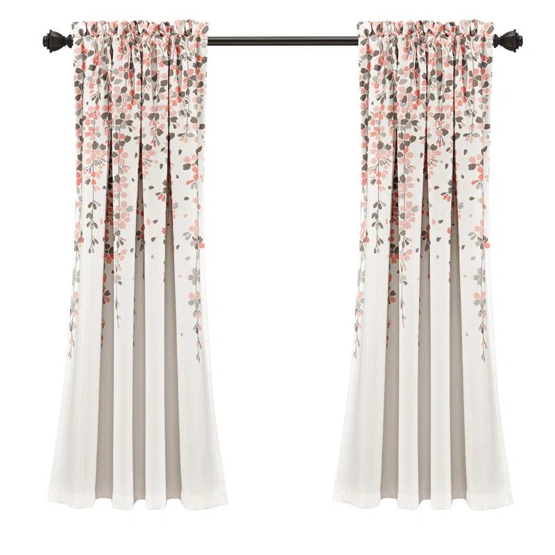 Lush Decor Weeping Flowers Floral Room Darkening Thermal Rod Pocket Curtain Panels (Set of 2)