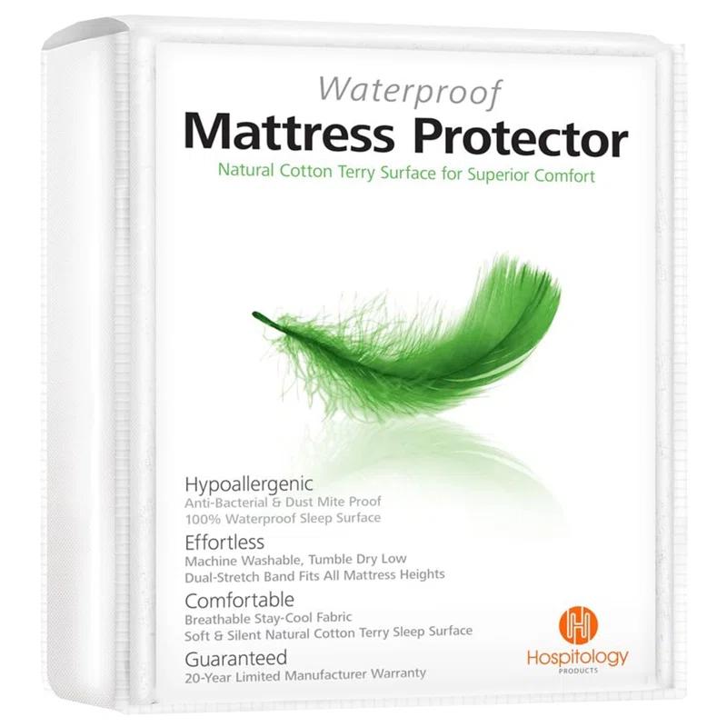 Hospitology Waterproof Hypoallergenic Dust Mite Proof Fitted Natural Cotton Mattress Protector
