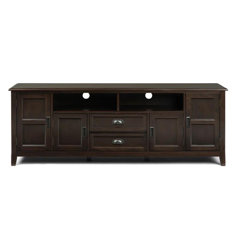 Simpli Home Burlington 72"W Solid Wood TV Stand for TVs up to 80" with 4 Cabinets