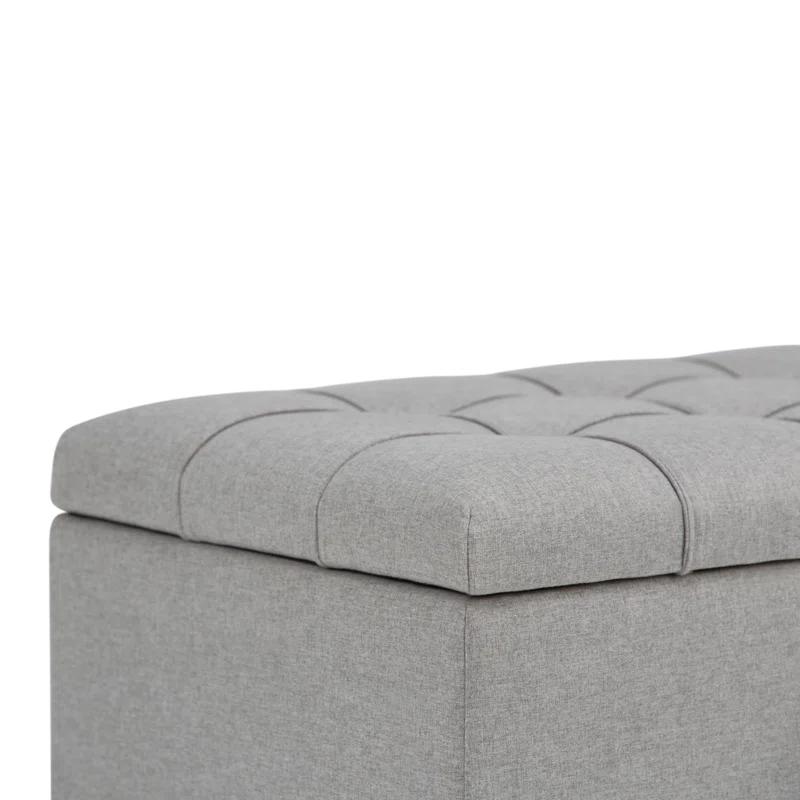 Simpli Home Sienna 33"W Upholstered Storage Ottoman Bench with Lift-Up Tufted Top