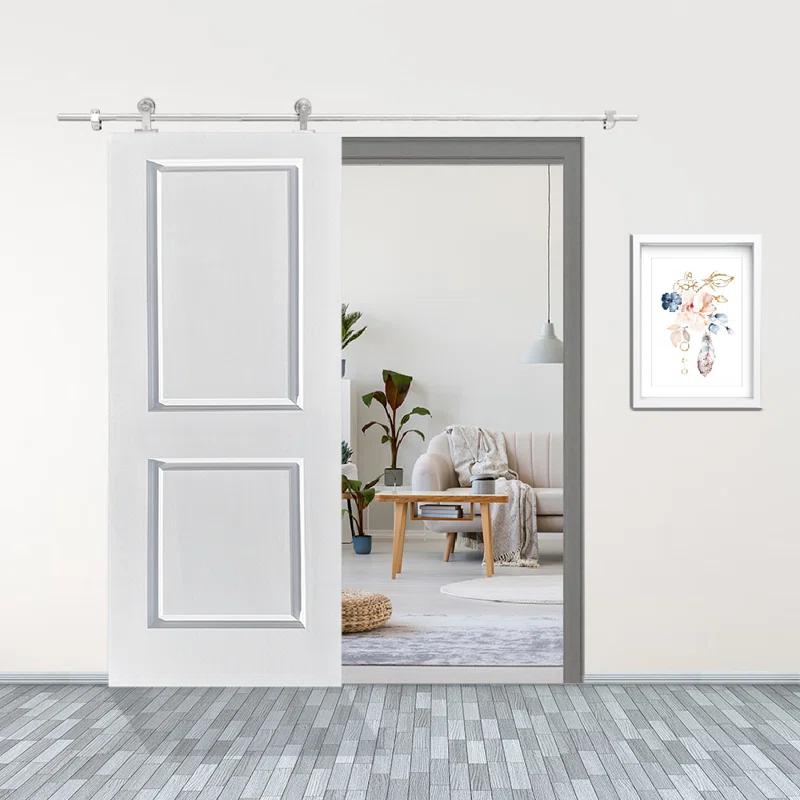 Calhome 80'' Solid + Manufactured Wood Paneled Painted with Installation Hardware Kit Barn Door