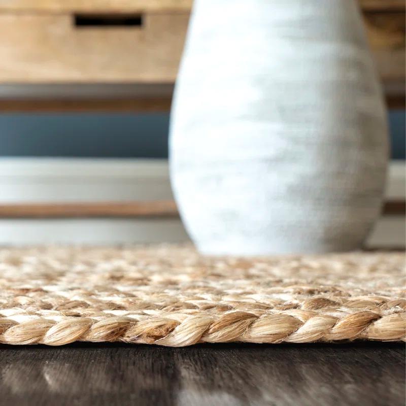Highland Dunes Bendooragh Hand-Braided Jute Natural Area Rug