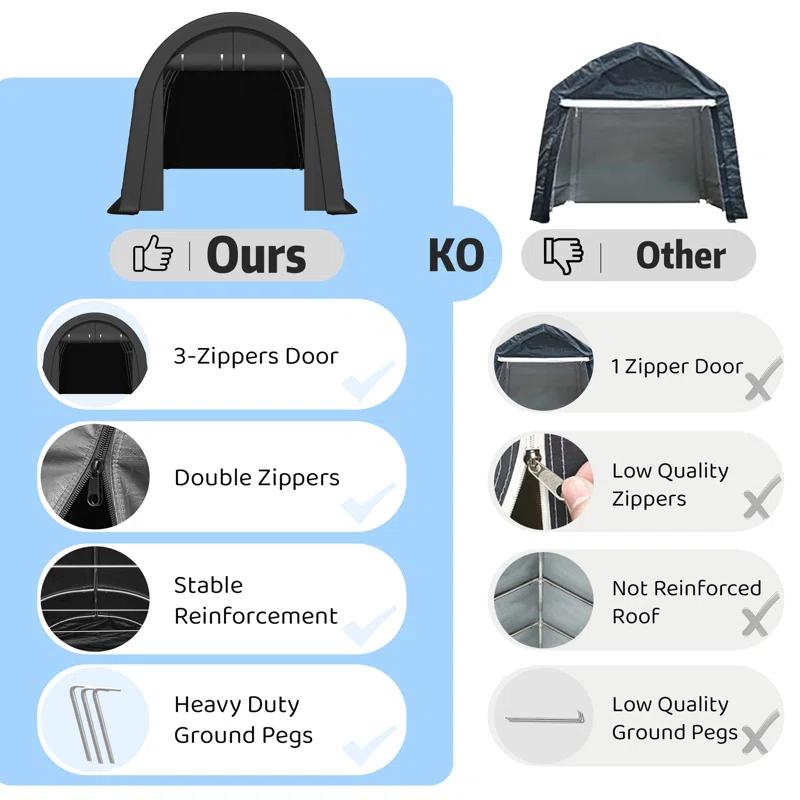 EROMMY Erommy 10 Ft. W x 20 Ft. D Galvanized Steel Portable Garage, Anti-Snow Carport, Storage Shed Canopy