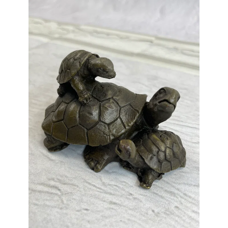 Bayou Breeze Purifoy Original Mother Turtle With Baby Hatchling Bronze Sculpture Reptile Sea Statue