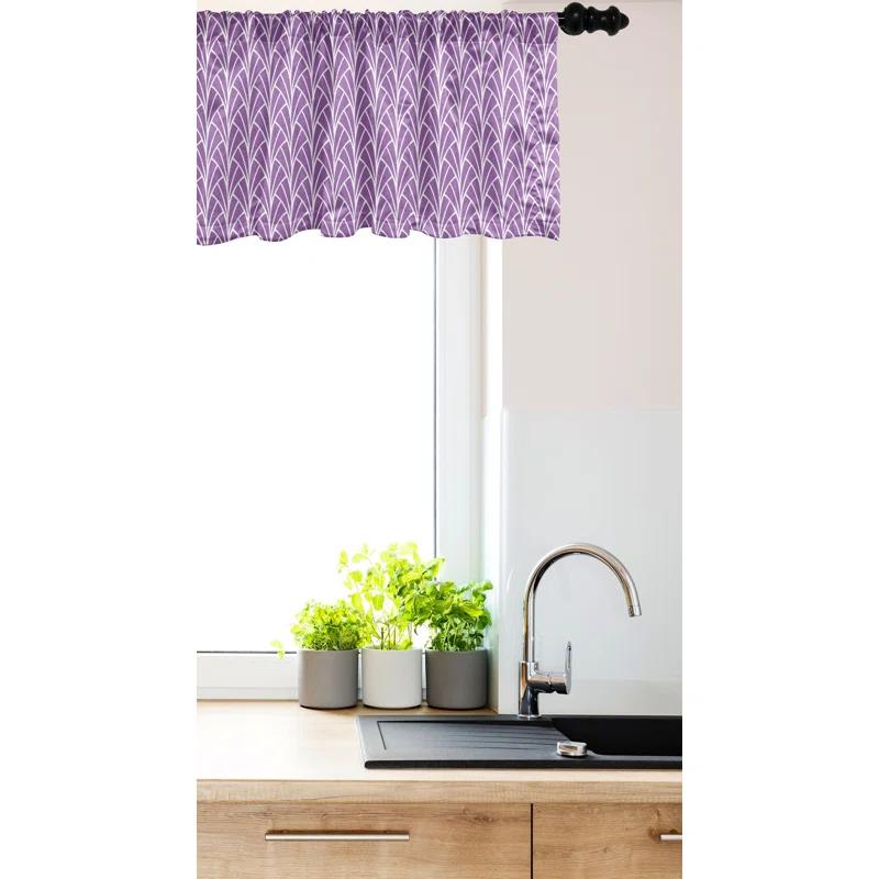Ambesonne Art Nouveau Valance Pack of 2 Abstract Floral Retro Violet White