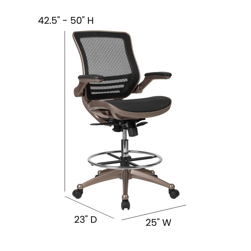 Flash Furniture Mignone Mid-Back Transparent Mesh Office Chair with Flip-Up Arms