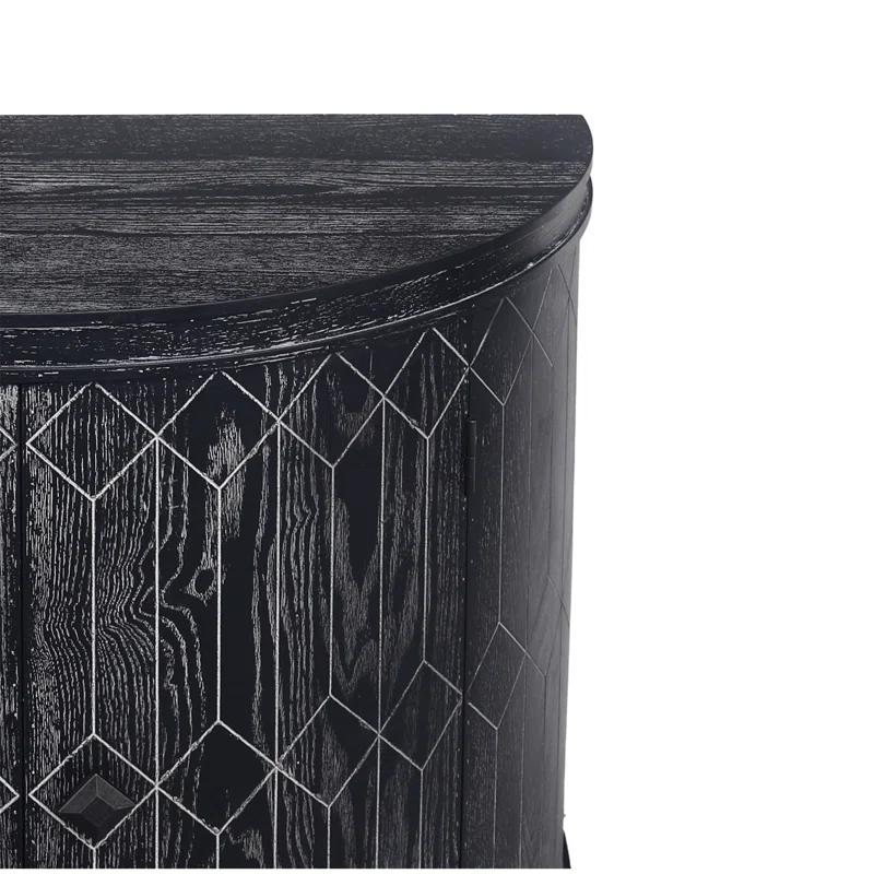 Gracie Oaks Modern Half-Moon 2 Door Wooden Cabinet With Two-Tier Storage And Exquisite Craftsmanship