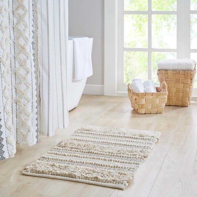 INK+IVY Asher Cotton Blend Bath Rug with Non-Slip Backing