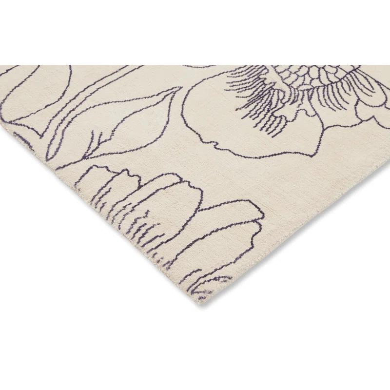 Ted Baker Floral Handmade Tufted Wool Area Rug in Light Gray/Ivory