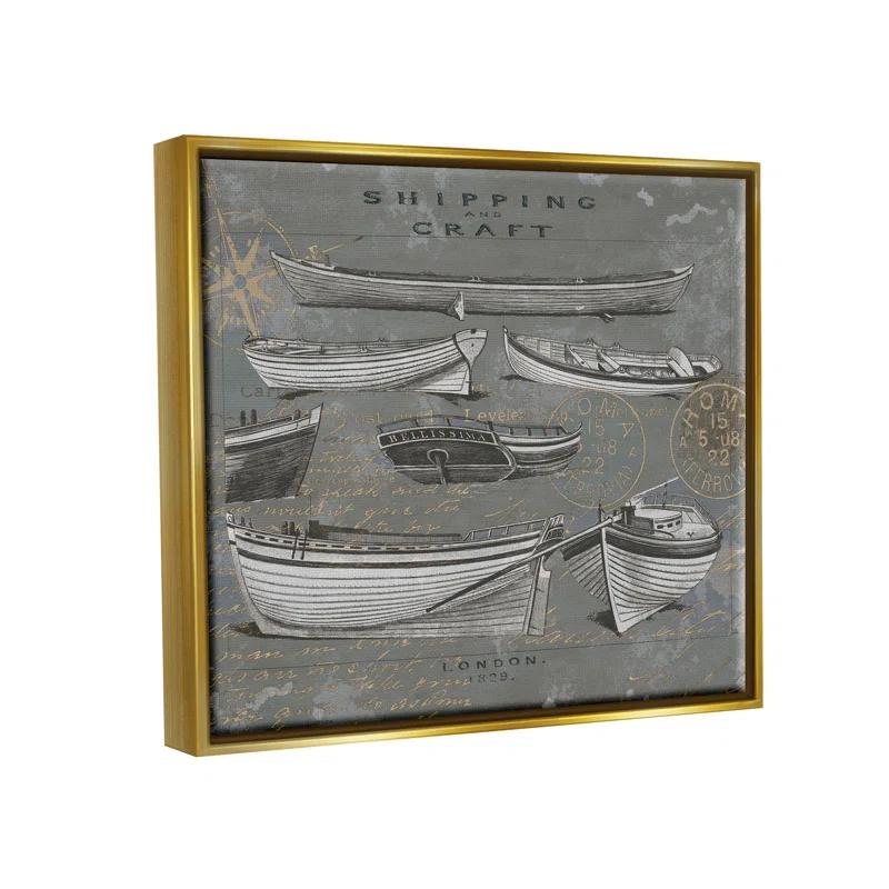 Stupell Industries " Shipping And Craft Various Boats Diagram " by Oliver Jeffries