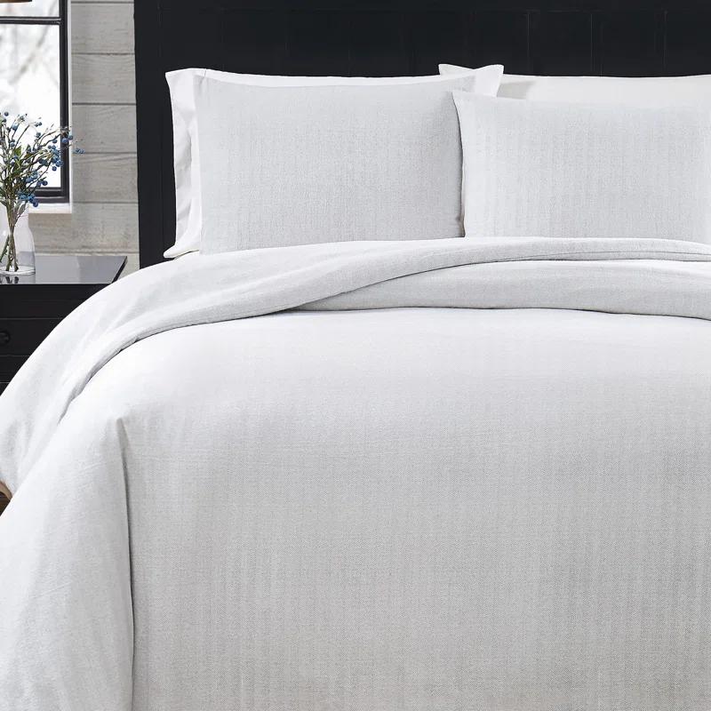 London Fog London Fog Herringbone Flannel Duvet Cover Set