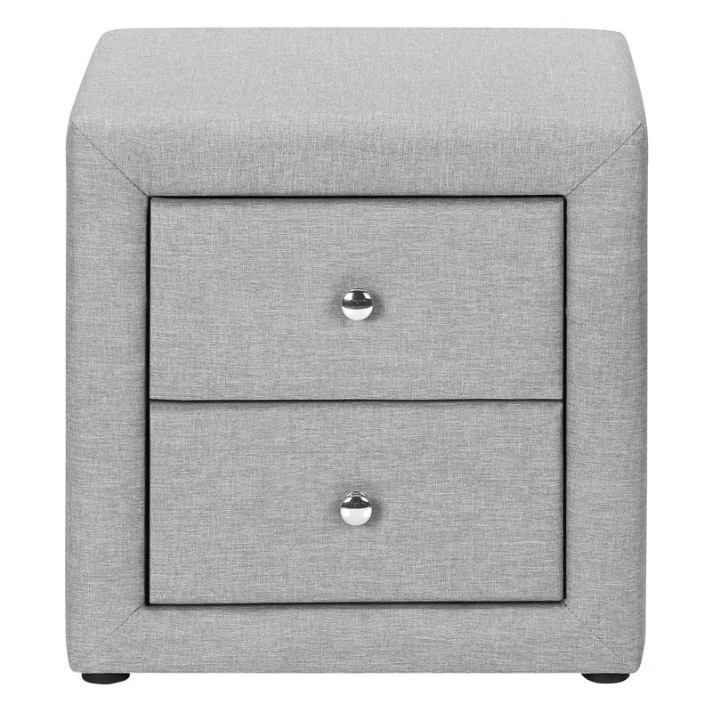 Mercer41 Nightstand, Nightstand, End, Side, Lamp, Storage Drawer, Bedroom, Upholstered, Linen Look, Transitional