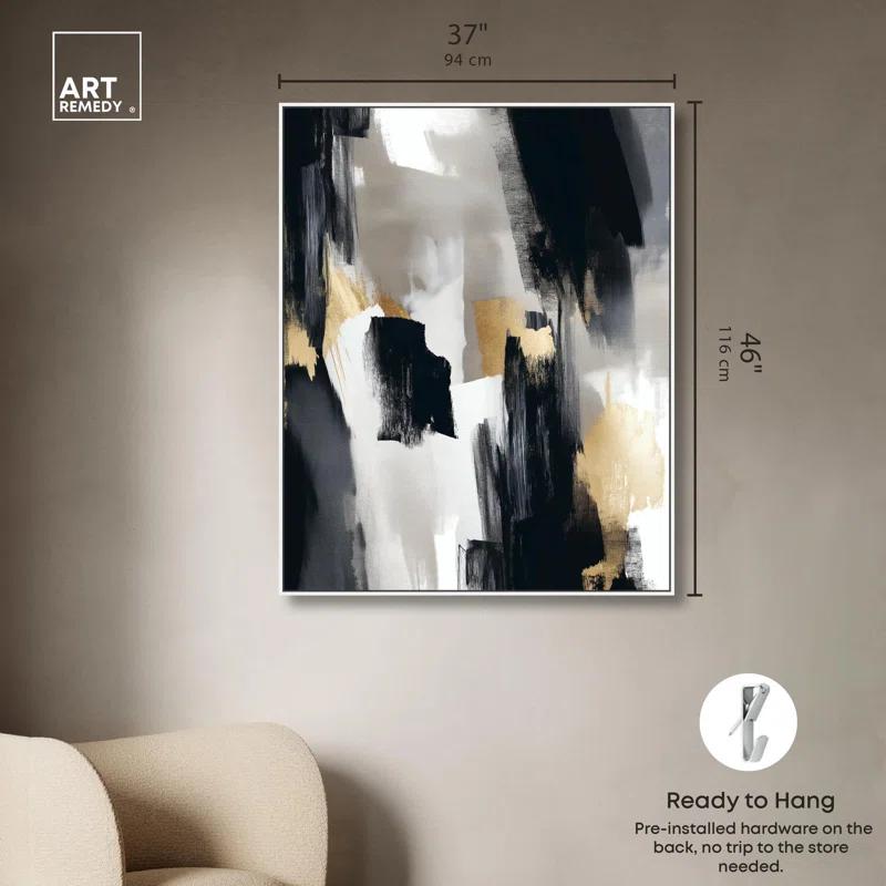 Art Remedy Lost Between Canvas Modern Black And White Abstract Art by Art Remedy
