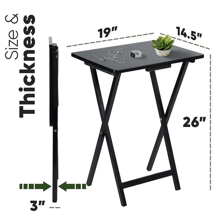 PJ Wood Folding TV Tray Tables with Compact Storage Rack, 5 Piece Set & Reviews | Wayfair