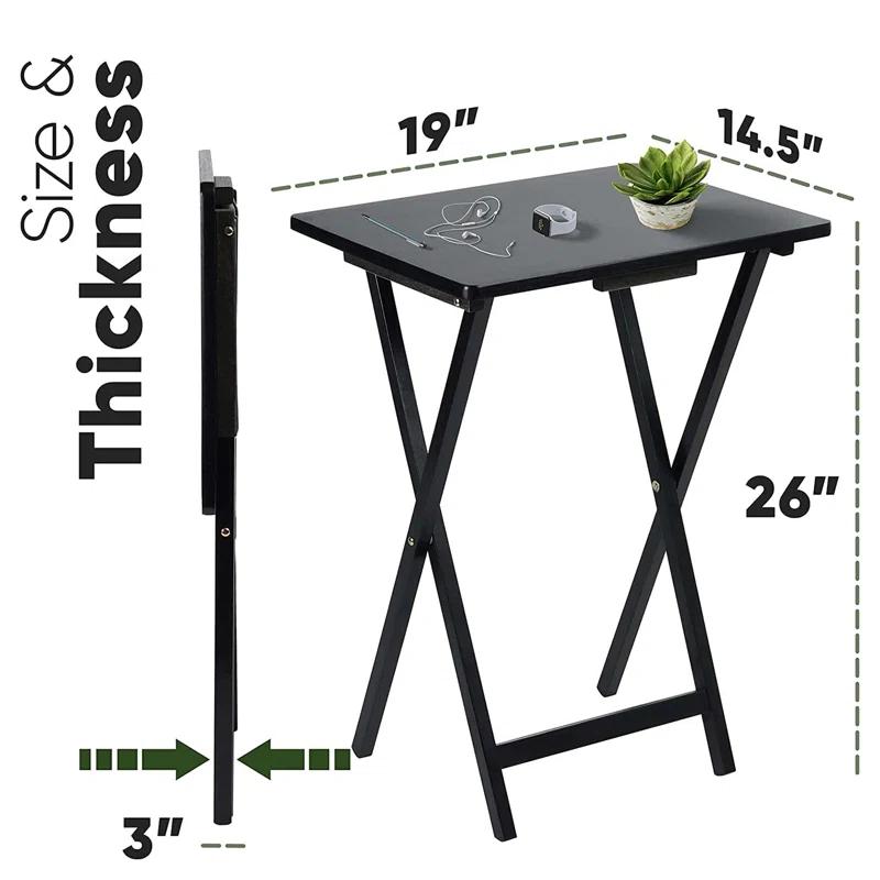 PJ Wood Folding TV Tray Tables with Compact Storage Rack, 5 Piece Set & Reviews | Wayfair