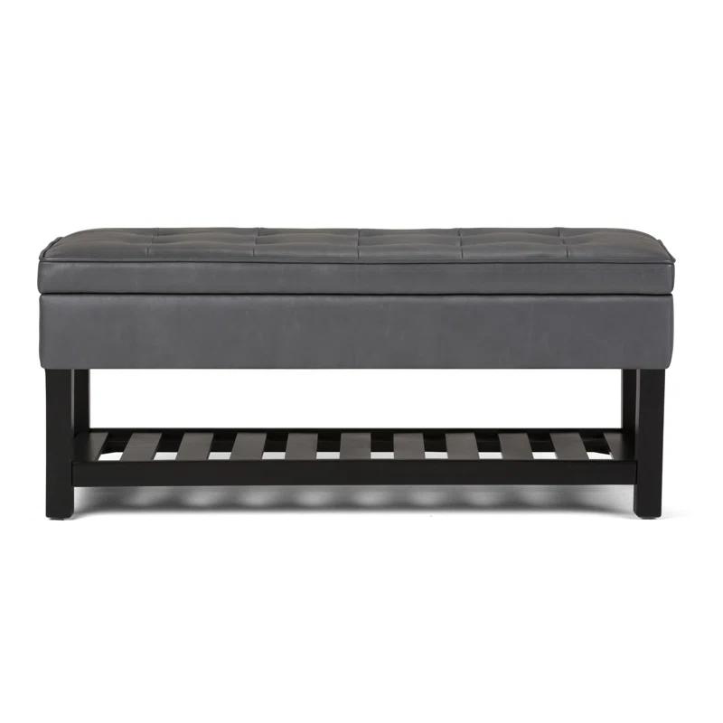 Simpli Home Cosmopolitan 44"W Transitional Tufted Storage Ottoman Bench with Lift Top